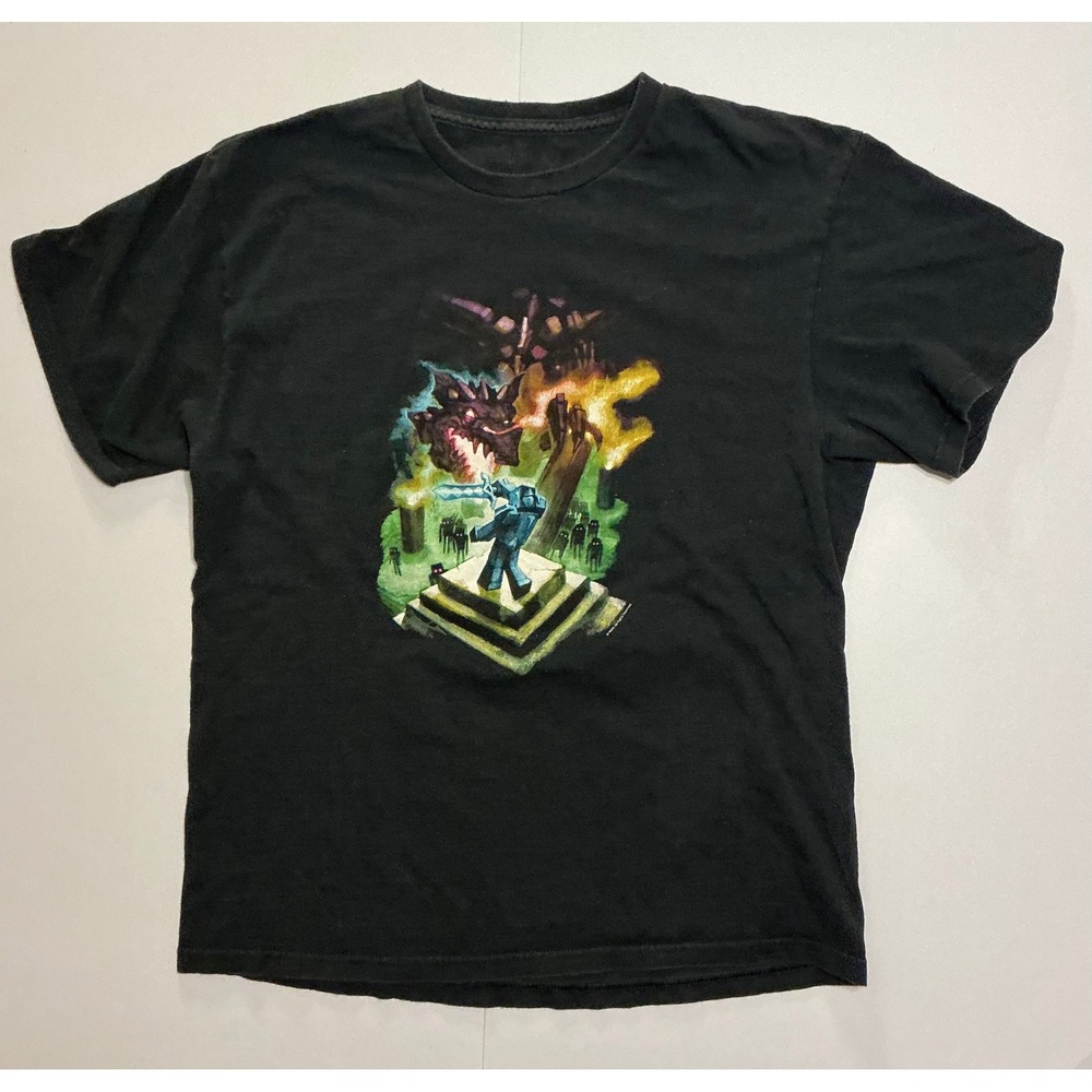Minecraft Mojang Ender Dragon Steve Diamond Armor Rare T-Shirt Mens M Black Tee